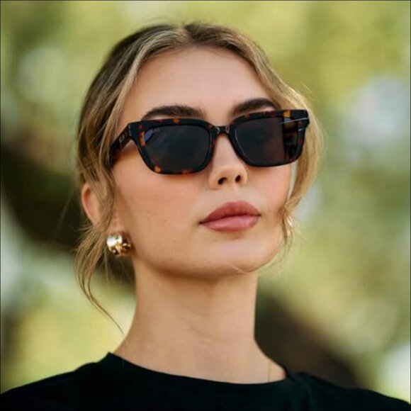 Polarized Rectangular Sunglasses, Narrow Acetate Frame, Hand-Polished Finish main image 5